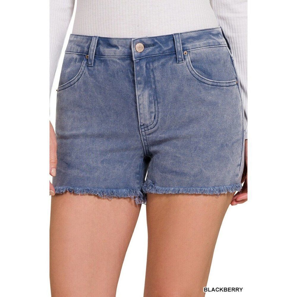 Zenana It's About Time Colored Denim Shorts in Blackberry DMP-1841A